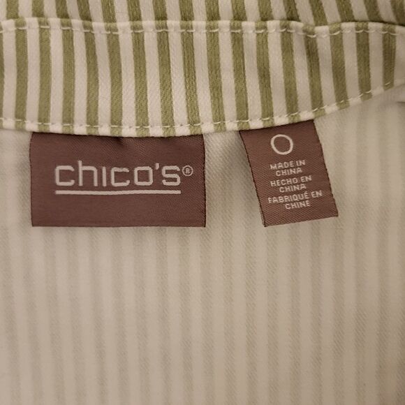 Chico's Striped Green & White Jacket - Picture 3 of 13